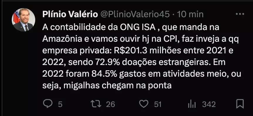 ONG manipula dados e ‘infla’ população indígena, diz senador