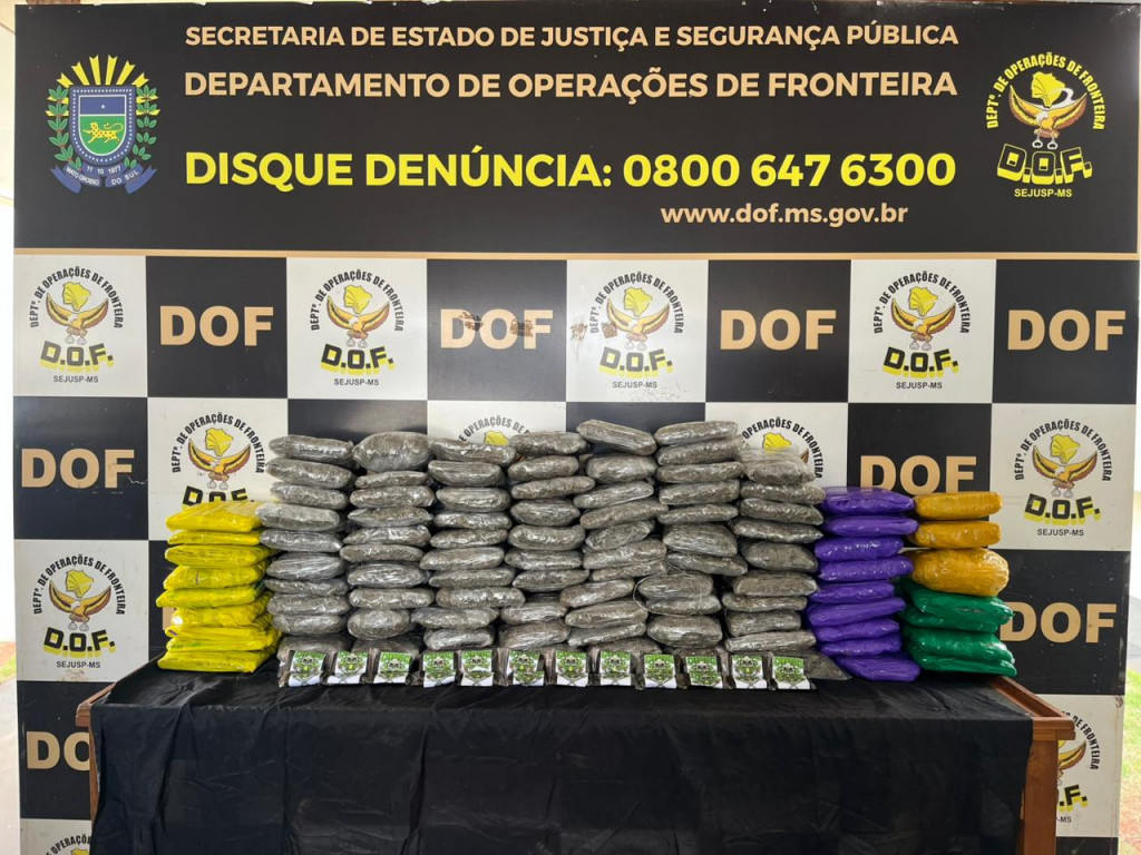 Trio é preso em rodovia de MS com quase 60 quilos de drogas que seriam entregues em Curitiba